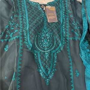 Teal Embroidered Women's Dress